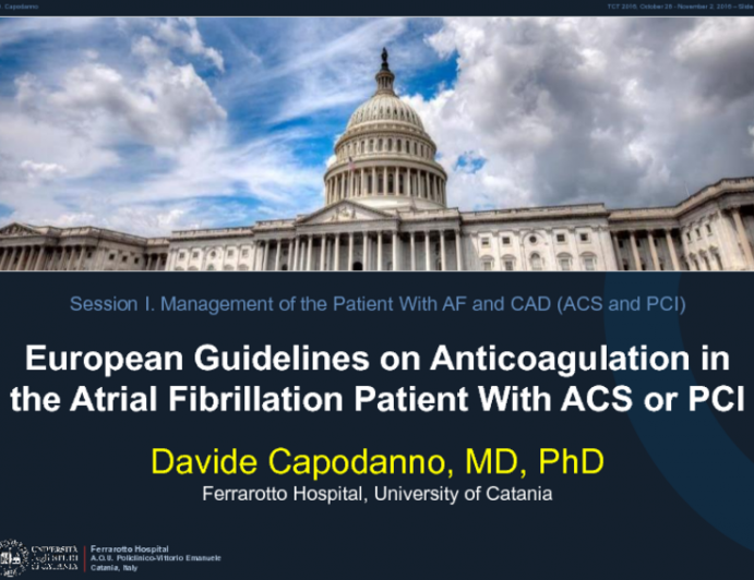 European Guidelines on Anticoagulation in the Atrial Fibrillation Patient With ACS or PCI