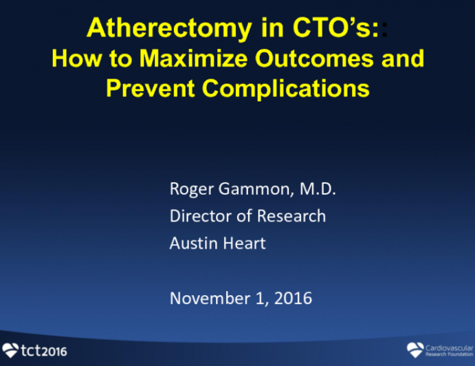 Atherectomy in SFA CTOs: How to Maximize Outcomes and Prevent Complications