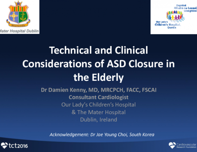 Technical and Clinical Considerations of ASD Closure in the Elderly
