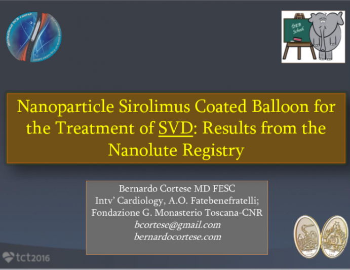 TCT 387: Sirolimus-Coated Balloons for the Prevention of Vascular Restenosis in Small Vessel Disease: Insights From the Nanoluté Registry