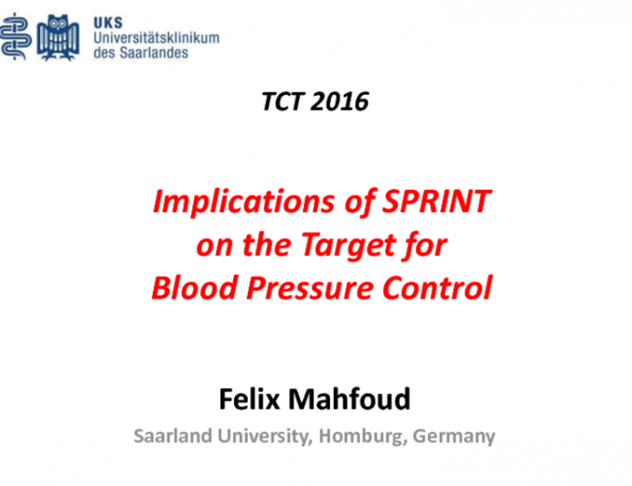 Hot Topic #1: Implications of the SPRINT Trial on the Target for Blood Pressure Control