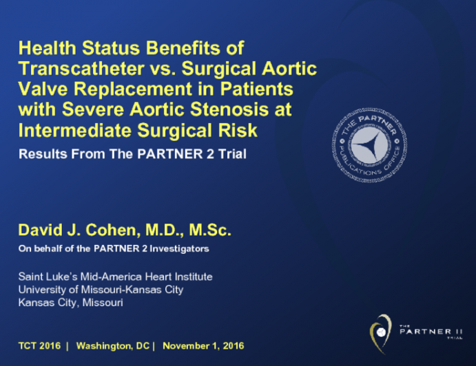PARTNER II QUALITY OF LIFE: Health Status Benefits From a Prospective, Randomized Trial of Transcatheter and Surgical Aortic Valve Replacement in Intermediate-Risk Patients With Severe Aortic Stenosis