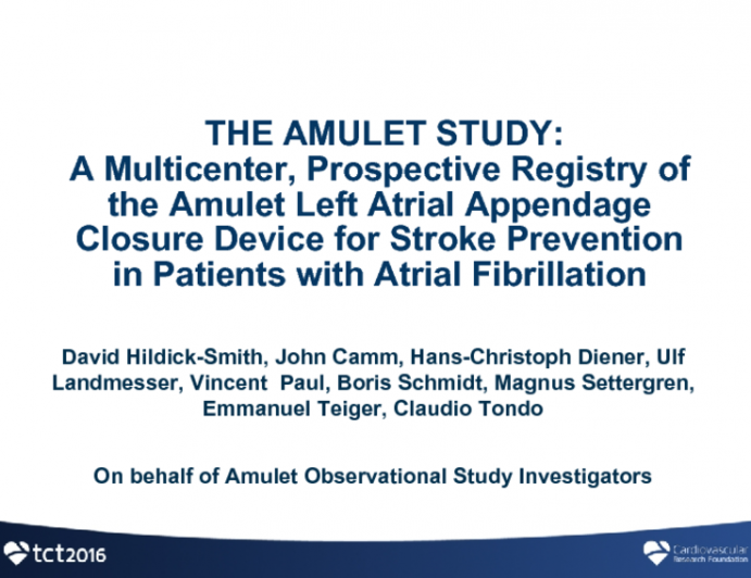 AMULET OBSERVATIONAL STUDY: Multicenter, Prospective, Registry Results With a Left Atrial Appendage Closure Device for Stroke Prevention in Patients With Atrial Fibrillation