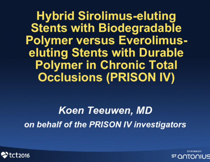 PRISON IV: A Prospective, Randomized Trial of a Bioresorbable Polymer-Based Sirolimus-Eluting Stent and a Durable Polymer-Based Everolimus-Eluting Stent in Patients With Coronary Artery Chronic Total Occlusions