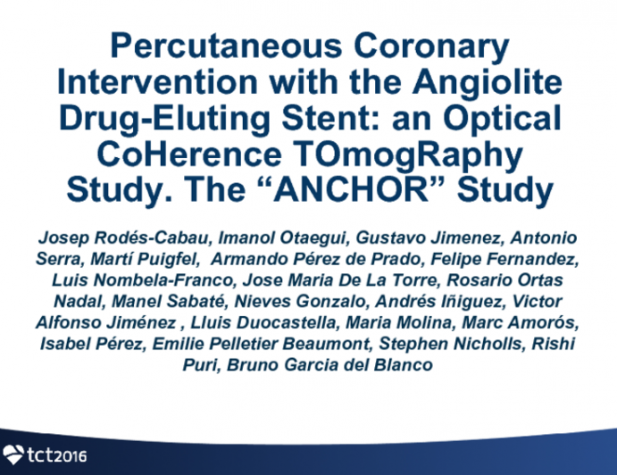 Percutaneous Coronary Intervention with the ANgiolite Drug-Eluting Stent: an Optical CoHerence TOmogRaphy Study. The “ANCHOR” Study