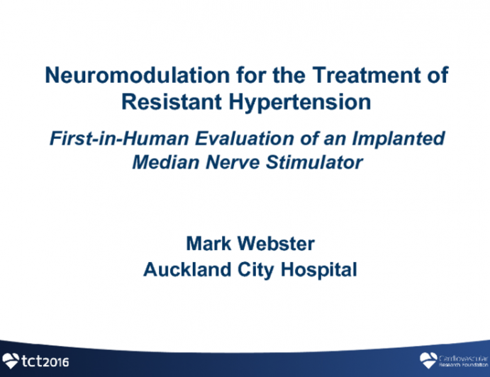 Neuromodulation for the Treatment of Resistant Hypertension: First-In-Human Evaluation of an Implanted Median Nerve Stimulator