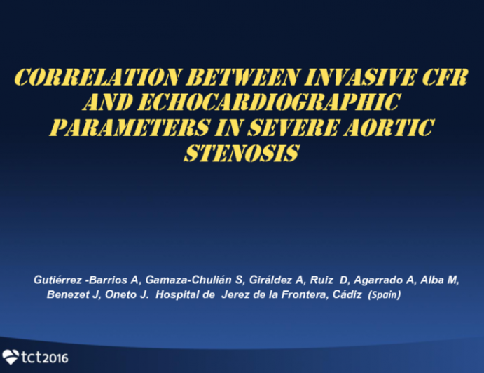 TCT 519: Correlation Between Invasive CFR AND Echocardiographic Parameters in Severe Aortic Stenosis