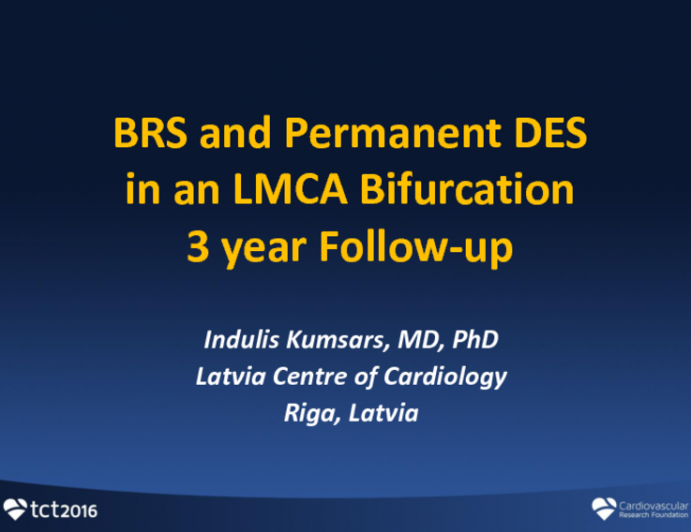 Case #8: Absorb and Permanent DES in an LMCA Bifurcation With 3-year Follow-up