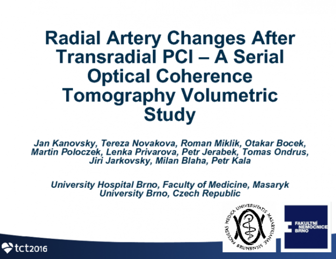 TCT 547: Radial Artery Changes After Transradial PCI – A Serial Optical Coherence Tomography Volumetric Study