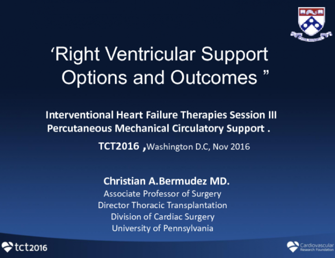 Right Ventricular Support Options and Outcomes