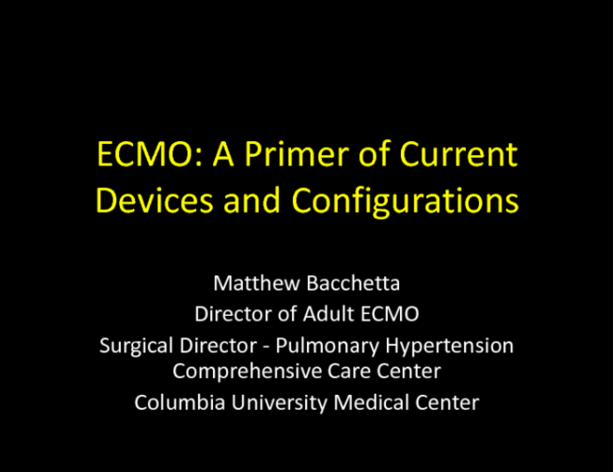 ECMO: A Primer of Current Devices and Configurations