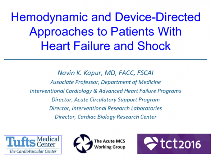 Featured Lecture: Hemodynamic and Device-Directed Approaches to Patients With Shock and Heart Failure