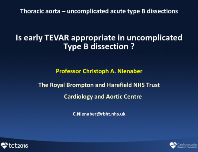 Debate: Is Early Endovascular Intervention Appropriate for Uncomplicated Type B Aortic Dissection? Pro!