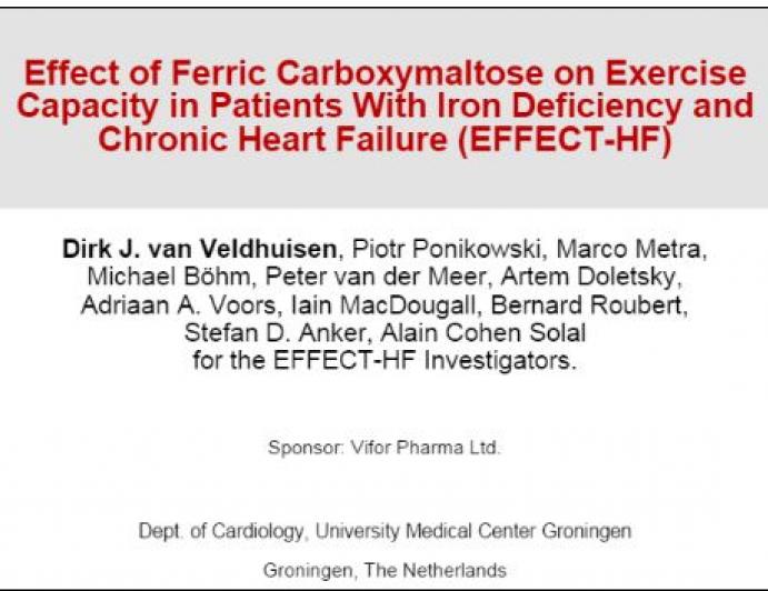 Effect of Ferric Carboxymaltose on Exercise Capacity in Patients With Iron Deficiency and Chronic Heart Failure (EFFECT-HF) 