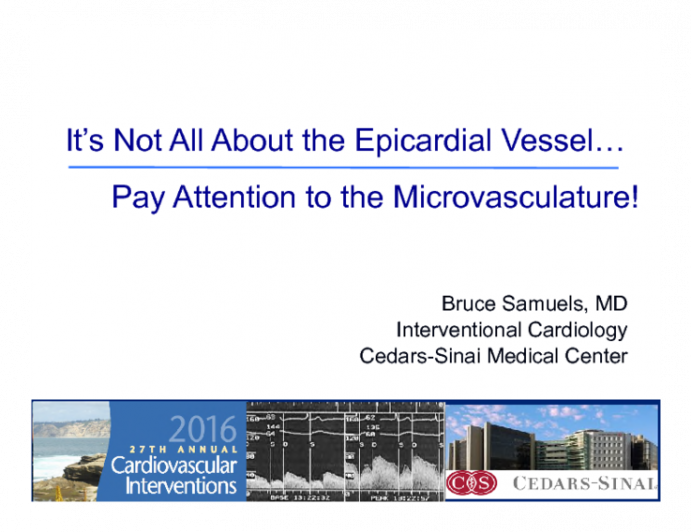 It's Not All About the Epicardial Vessel... Pay Attention to the Microvasculature!