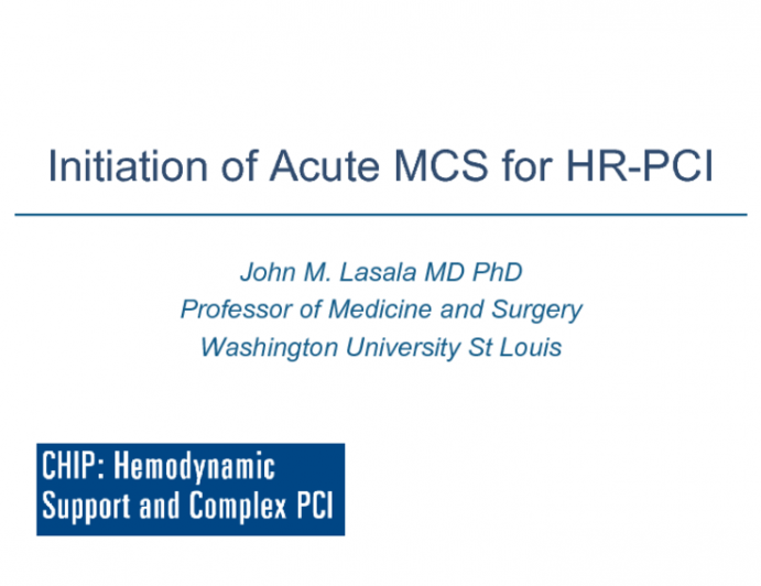 Initiation of Acute MCS for HR-PCI