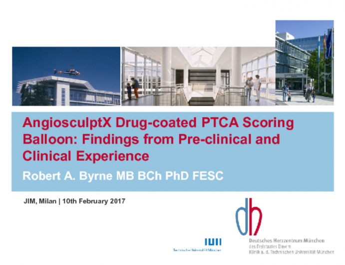 AngiosculptX Drug-coated PTCA Scoring Balloon: Findings from Pre-clinical and Clinical Experience