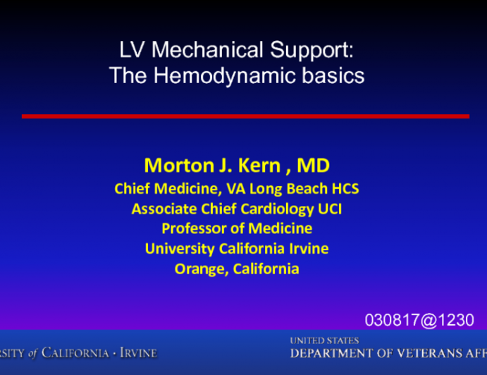 LV Mechanical Support: The Hemodynamic basics