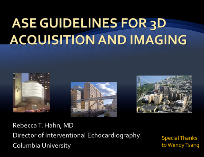 ASE Guidelines for 3D Adquisition and Imaging
