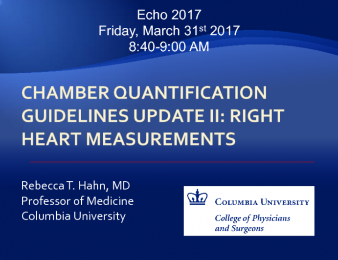 Chamber Quantification Guidalines Update II: Right Heart Measurements