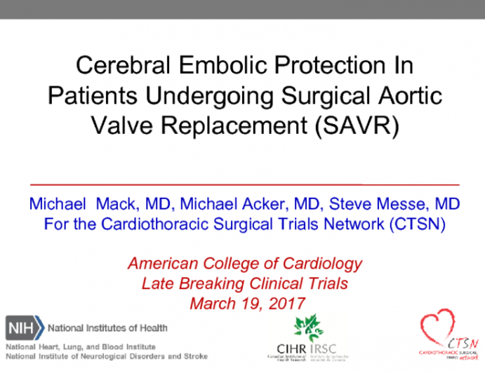 Cerebral Embolic Protection In Patients Undergoing Surgical Aortic Valve Replacement (SAVR)