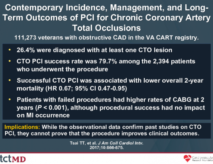 Contemporary Incidence, Management, and Long-Term Outcomes of PCI for Chronic Coronary Artery Total Occlusions