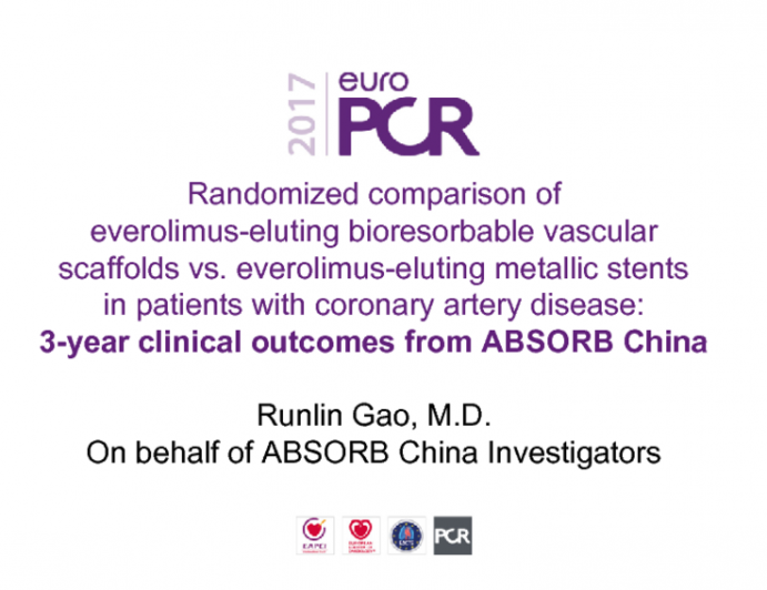 Randomized Comparison of Everolimus-eluting Bioresorbable Vascular Scaffolds vs. Everolimus-eluting Metallic Stents in Patients with Coronary Artery Disease: 3-year Clinical Outcomes from ABSORB China
