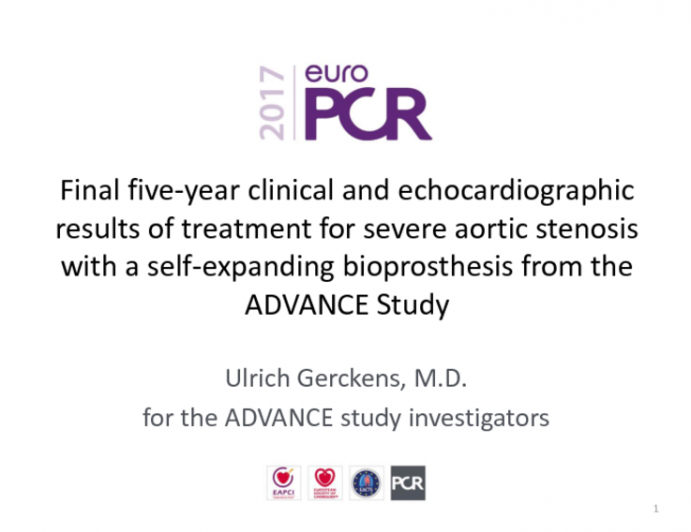 Final five-year Clinical and Echocardiographic Results of Treatment for Severe Aortic Stenosis with a Self-Expanding Bioprosthesis from the ADVANCE Study