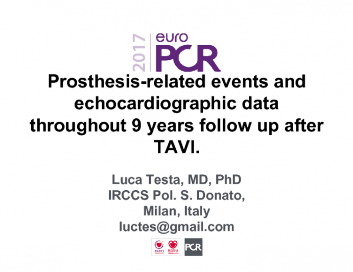 Prosthesis-related events and echocardiographic data throughout 9 years follow up after TAVI