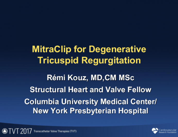 MitraClip for Degenerative Tricuspid Regurgitation