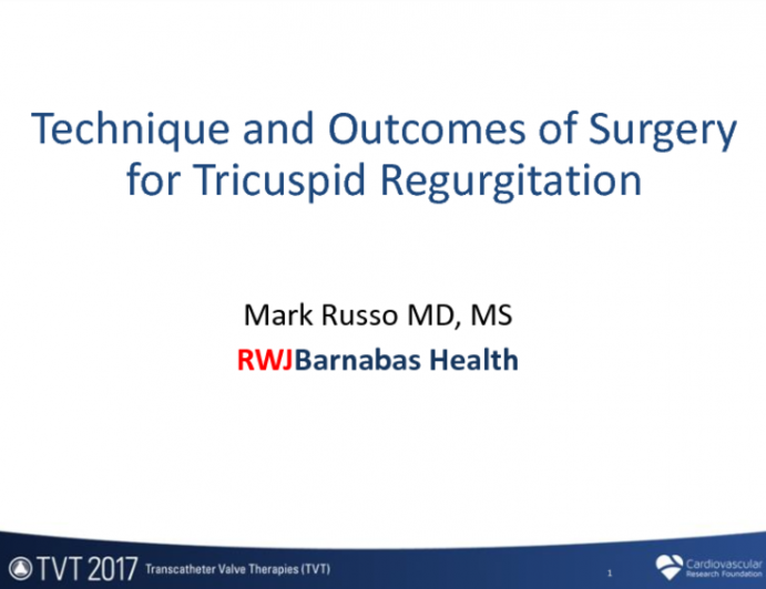 Technique and Outcomes of Surgery for Tricuspid Regurgitation