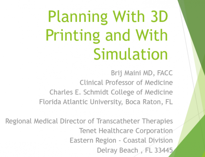 Planning With 3D Printing and With Simulation