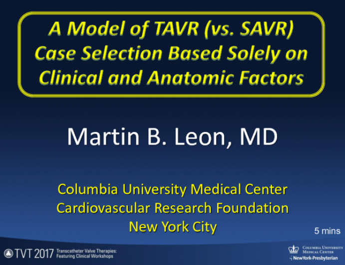 A Model of TAVR (vs SAVR) Case Selection, Based Solely on Clinical and Anatomic Factors