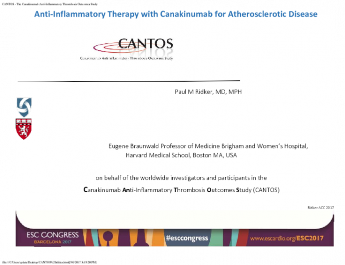 Anti-Inflammatory Therapy with Canakinumab for Atherosclerotic Disease