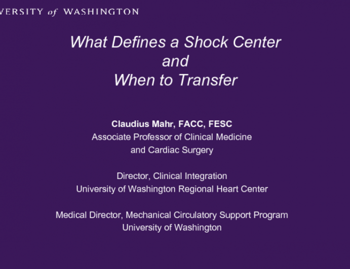 What Defines a Shock Center and When to Transfer