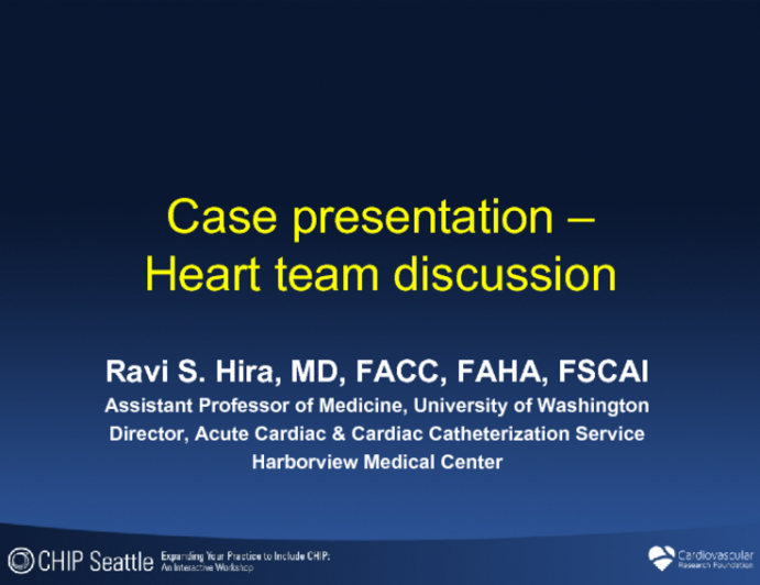 Case presentation – Heart team discussion