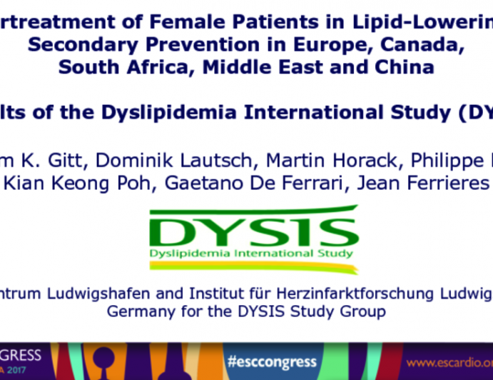 Undertreatment of Female Patients in Lipid-Lowering for Secondary Prevention in Europe, Canada, South Africa, Middle East and China