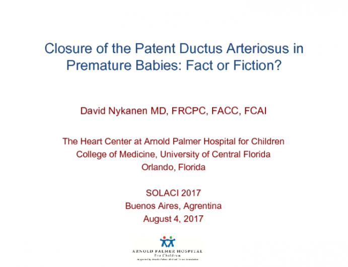 Closure of the Patent Ductus Arteriosus in Premature Babies: Fact or Fiction?