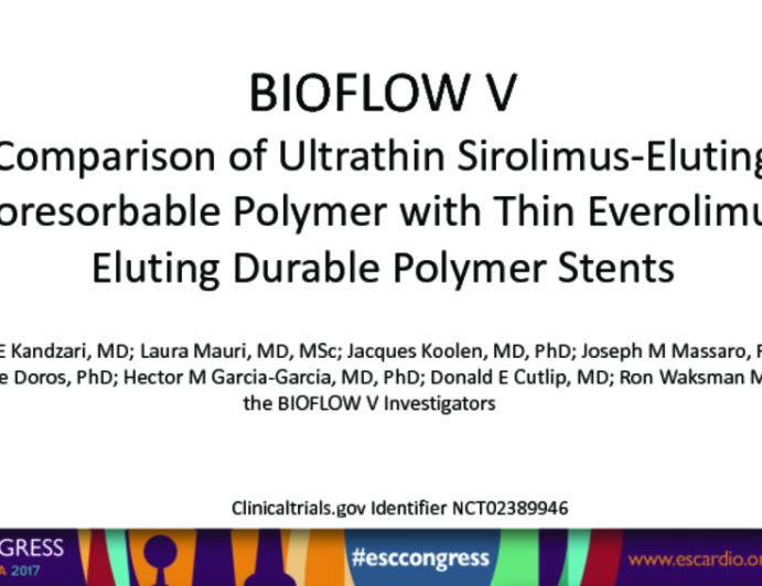 BIOFLOW V Comparison of Ultrathin Sirolimus-Eluting Bioresorbable Polymer with Thin Everolimus-Eluting Durable Polymer Stents