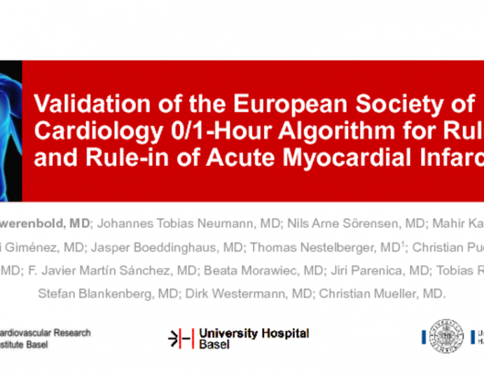 Validation of the European Society of Cardiology 0/1-Hour Algorithm for Rule-out and Rule-in of Acute Myocardial Infarction