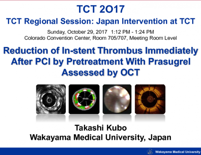 Reduction of In-stent Thrombus Immediately After PCI by Pretreatment With Prasugrel Assessed by OCT