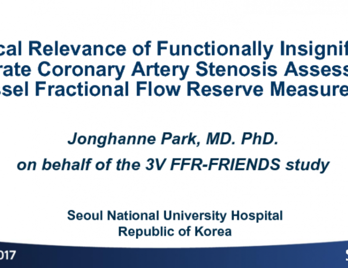 TCT 67: Clinical Relevance of Functionally Insignificant Moderate Coronary Artery Stenosis Assessed by 3-vessel Fractional Flow Reserve Measurement