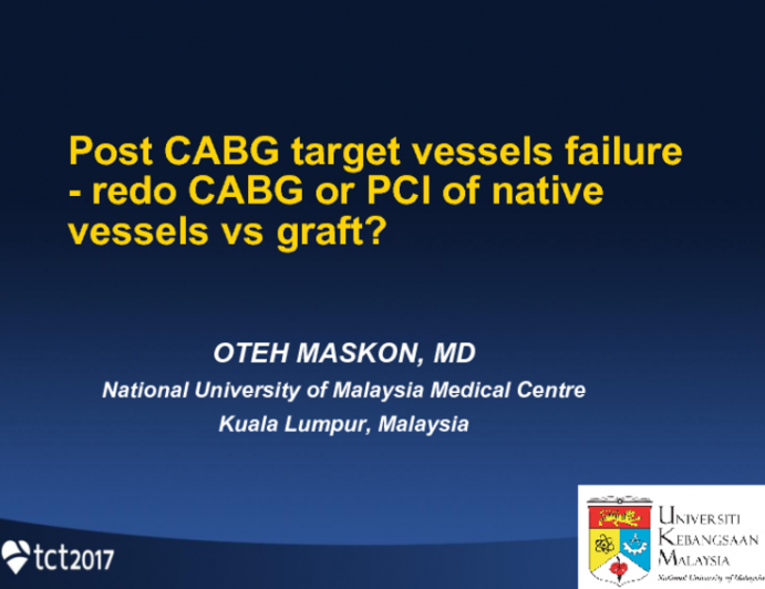 Malaysia Presents to Colombia: Post CABG Target Vessel Failure - Redo Bypass or PCI of Native vs Graft Vessels?