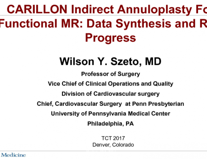 Carillon Indirect Annuloplasty for Functional MR: Data Synthesis and RCT Progress