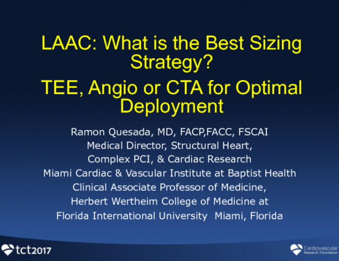 Preprocedural Imaging With TEE and CTA to Plan LAA Occlusion (With Discussion)