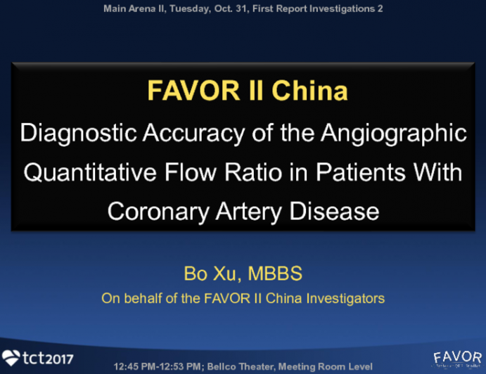 FAVOR II China: Diagnostic Accuracy of the Angiographic Quantitative Flow Ratio in Patients With Coronary Artery Disease