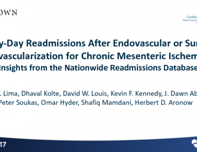 TCT 62: Thirty-Day Readmissions After Endovascular or Surgical Revascularization for Chronic Mesenteric Ischemia: Insights From the National Readmissions Database
