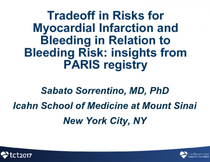 TCT 89: Tradeoff Between Myocardial Infarction and Bleeding in Relation to Bleeding Risk - Insights From PARIS Registry