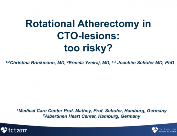 TCT 23: Rotational Atherectomy in CTO-Lesions: Too Risky?