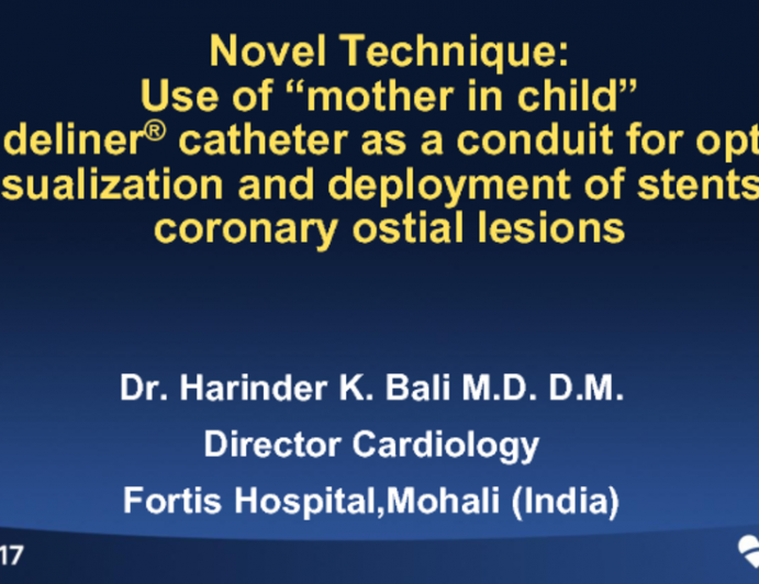 Novel Technique: Use of “Mother in Child” Guideliner Catheter as a Conduit for Optimal Visualization and Deployment of Stents in Coronary Ostial Lesions